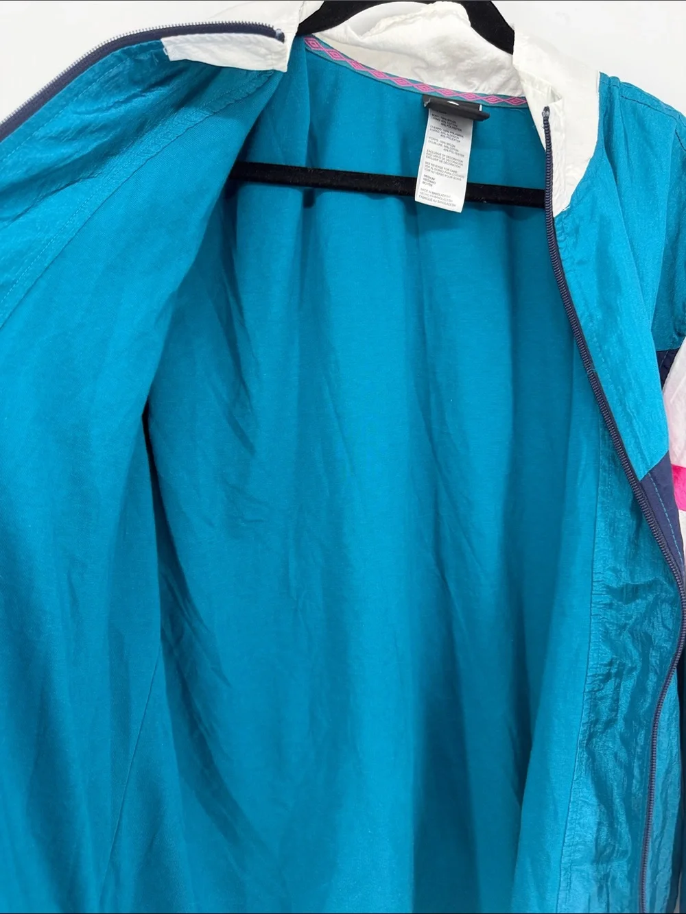 Umbro Premier Retro Colorblock Windbreaker Jacket Teal Pink Medium 90s Style